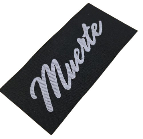 Embroidered Customised Clothing Black Printed Style Label 