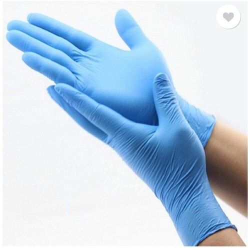 6 Inch Size Blue Full Finger Powdered Nitrile Disposable Gloves