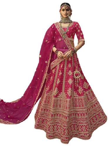 Traditional Beautiful And Fashionable Zari Embroidery Pink Lehenga Choli