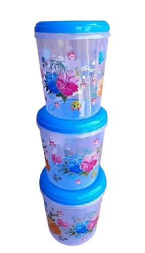 Ukp Round Plastic Flower Printed Food Container For Storage