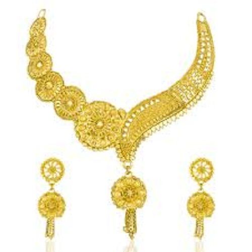 Crystal Studded Copper Gold Plated Artificial Jewelry Set