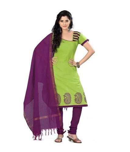 Green And Purple Printed Washable And Comfortable Designer And Party Wear Ladies Cotton Suit