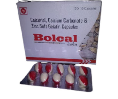 Bolcal Calcitriol Calcium Carbonate And Zinc Soft Gelatin Capsules Capsule Shape: Cylinder