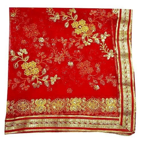 Red Eco-Friendly Indian Washable Professional Style Antibacterial Printed Mata Chunri 