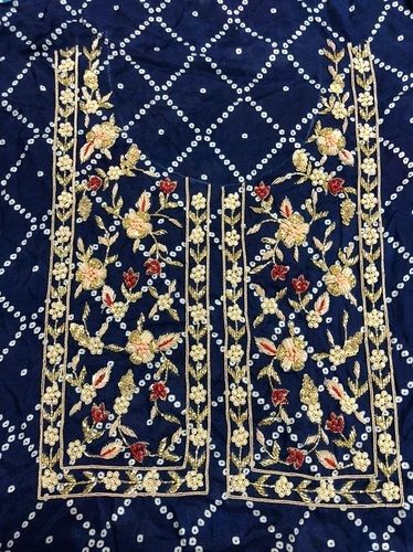 100 Percent Pure Cotton Casual Wear Embroidery Work Navy Blue Suits