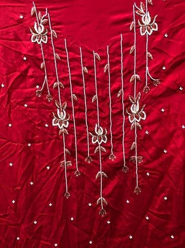 100 Percent Pure Cotton Silk Embroidery Work Red Suits For Womens