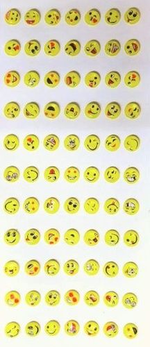 Multicolor 0.1 Mm Thick Emoji Printed Stationery Polyvinyl Chloride Adhesive Sticker