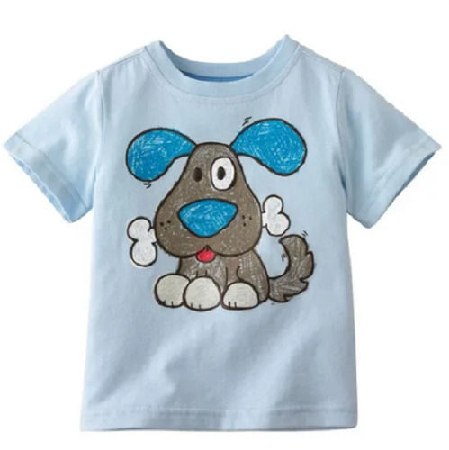 Casual Wear Printed Short Sleeve O Neck Cotton T-Shirt For Boys 