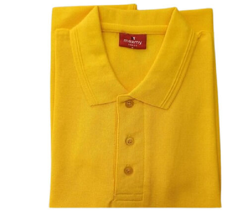 Men Mustard Yellow Solid Plain Cotton Half Sleeve Casual Polo T Shirt Age Group: Adult