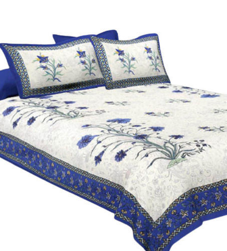 Washable And Soft Floral Printed With Two Pillow Case Cotton Double Bed Sheet Size: Full