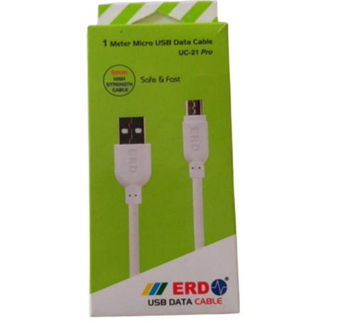 White 1 Meter Long Rubber And Plastic 2 Ampere Micro Usb Date Cable