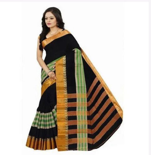 Zari Work Comfortable And Skin Friendly Party Wear Cotton Silk Saree For Ladies 