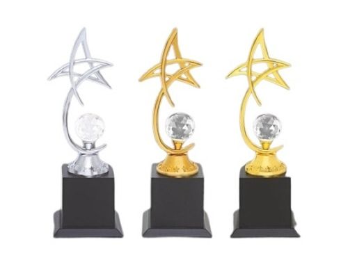 3 Golden Star Brass Antique Trophy Lightweight Corporate Awards