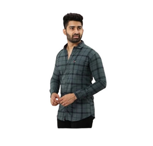 Straight Collar Washable Check Pattern Daily Wear Pure Cotton Casual Shirts For Mens 