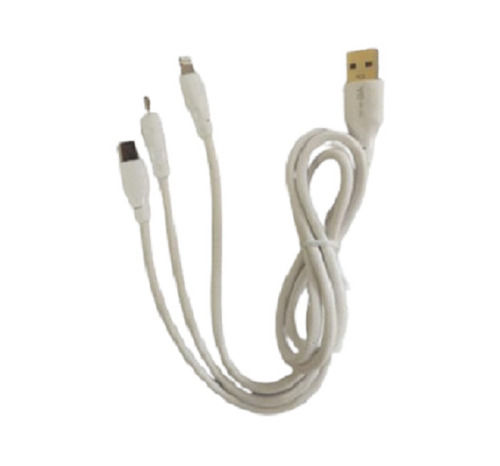 3 Amp Current 1.3 Meter Length Pvc Body Three In One Usb Data Cable