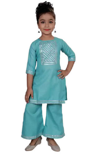 Kids Regular Fit and Round Neck Printed Cotton Ethnic Wear Dress