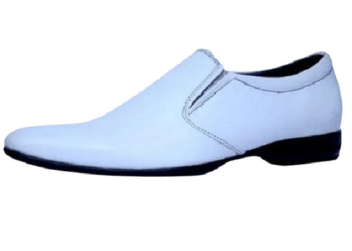 White Light Weight Medium Heel Pointed Toe Formal Shoes For Mens