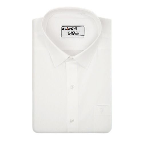 White Men Plain Premium Washable And Comfortable Full Sleeves Cotton Shirt