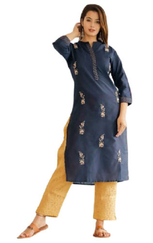 Ladies Casual Wear And Round Neck Embroidered Fancy Cotton Kurti