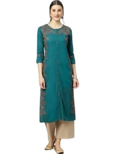 Skin Friendly Comfortable Floral Embroidered Straight Kurta