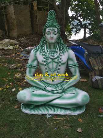 Waterproof 4 Feet Handmade Fiberglass Blessing Sitting Shiva Statue For Temple Decor