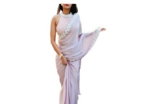 Light Pink 5.5 Miter Length Designer And Party Wear Plain Silk Saree 