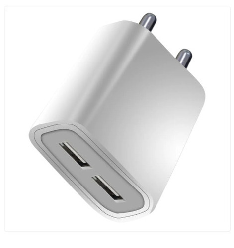 5 Voltage 2.4 Ampere Output Plastic Body White Dual USB Mobile Phone Charger - White, Plastic Body, Dual USB Ports, Universal Compatibility