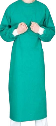 Green 72 Inch Long Non Woven Disposable Full Sleeves Polyester Cotton Surgical Gown