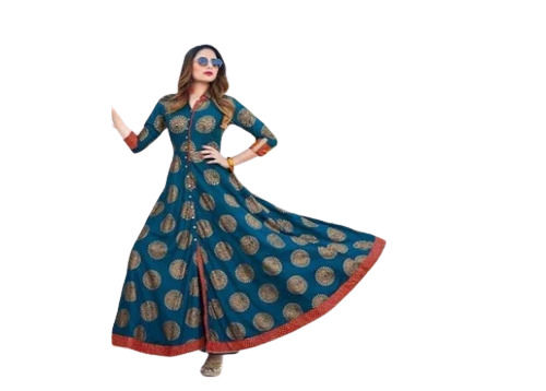 Entralling Design Printed Casual Wear Short Sleeves Cotton Anarkali Kurti 