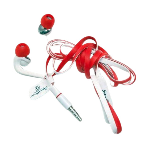 Light Weight Comfortable Plain Mobile Earphones - Plastic Body, Bar Design, Color Display | Battery Powered, Corrosion Resistant, Red And White Colors