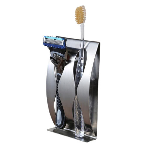 Grey Oval Shape Carbon Steel Designed Stainless Steel Toothbrush Holder