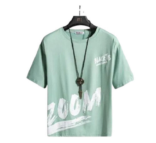 Green Printed Unisex Casual Wear Short Sleeve Round Neck Cotton T Shirt