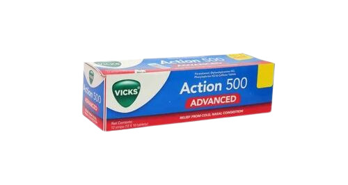 Vicks Action 500 Tablets Pack Of 12 X 10 Tablets