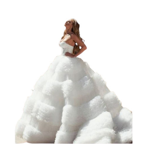 Plastic Anti Wrinkle Breathable And Comfortable Party Wear Designer White Gown Fabric