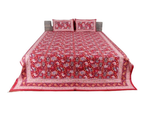 Shrink Resistant Soft Touch Printed Breathable Cotton Double Bed Sheet with 2 Pillowcase