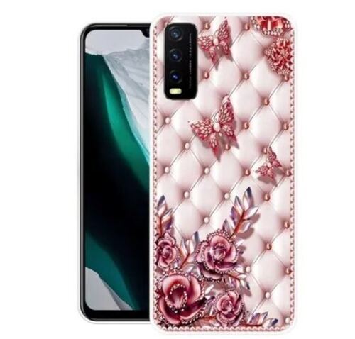 Durable And Sleek Design Rectangular Plastic Body Mobile Phone Cover For Vivo Y20 - Polycarbonate Material, Pink Color , Lightweight Shock Absorption & Perfect Fit