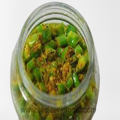 Piece Low In Oil And Contains No Sugar Spicy Green Chilli Pickle, 1Kg