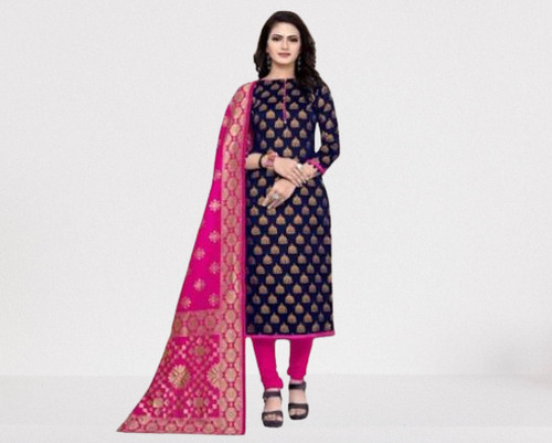 आर्टिफिशियल फ्रेगरेंस पिंक (गुलाबी) और नीले रंग की प्रिंटेड वॉशेबल और हवा पार होने योग्य कॉटन अनस्टिच्ड कुर्तियां