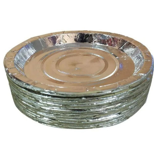 Heat And Cold Proof Round Plain Disposable Silver Coated Paper Plates 