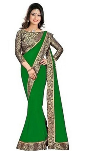 Lightweight Party Wear Georgette Lace Border Saree With Blouse