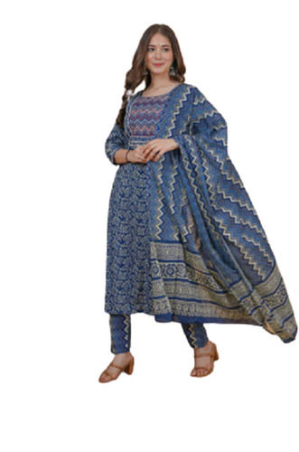 Printed Hand Embroidered And Washable Full Sleeves Cotton Silk Salwar Suit For Ladies 