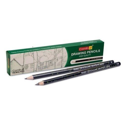 Finest Crystalline Graphite Lead Black Wood Camlin Pencils,10 Pieces