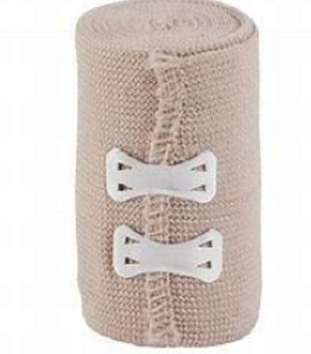 Brown 4 Meter Long Antiseptic Hook And Loop Closure Cotton Crepe Elastic Bandage