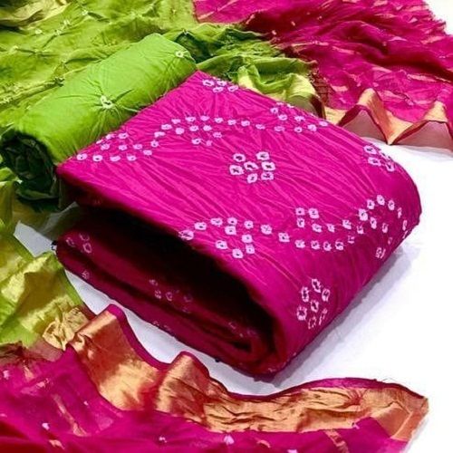 Breathable And Washable Unstitched Cotton Silk Suit With Dupatta