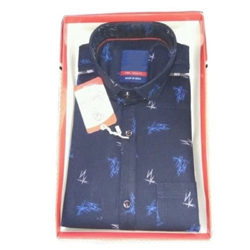 Button Closure Printed Woven Classic Collar Full Sleeve Cotton Shirts For Mens