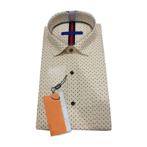 Full Sleeve Printed Woven Pattern Classic Collar Cotton Shirts For Mens