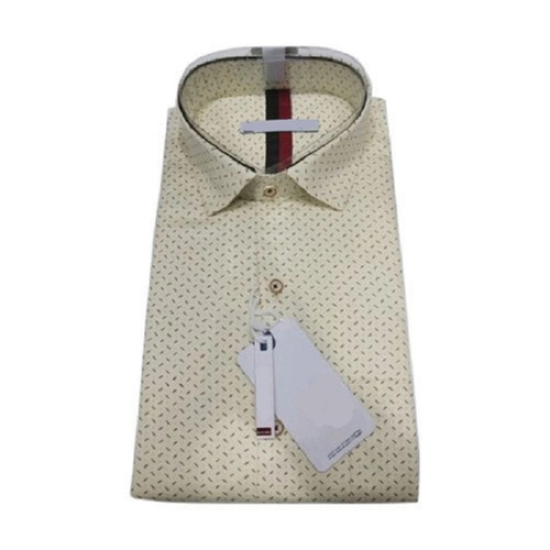 Printed Full Sleeve Button Closure Classic Collar Woven Cotton Mens Shirts