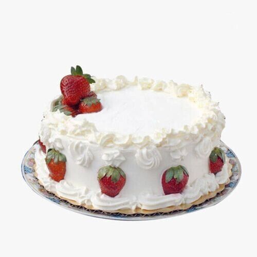 Mouth Watering Egg-Less Luscious Round Strawberry Fresh Cream Cake 