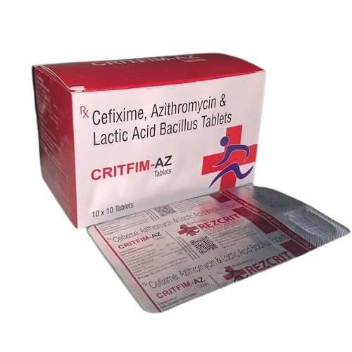 Critfim-Az Cefixime, Azithromycin And Lactic Acid Bacillus Tablets, 10X10 Pack Usage: As Per Doctor Suggestion