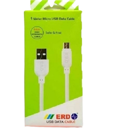 1 Meter Long 1 Ampere Fast Charging Round USB Data Cable - PVC Insulated, White, 1 Conductor, 2 Wire Gauge, Adjustable, Durable, Wireless